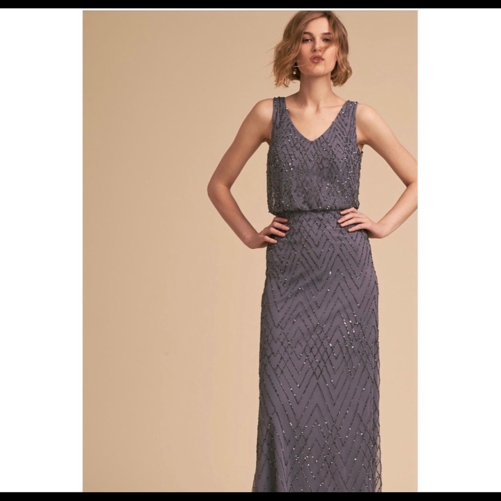 BHLDN 26 Blaise Maxi Dress Gray Anthropologie NEW
